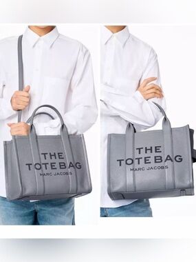 Marc Jacobs Medium Gray The Tote Bag Leather Tote